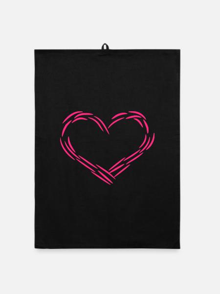 Herz Design Linie Symbol Liebe Rosa Geschenk - Organic Geschirrtuch - Schwarz - Vorne