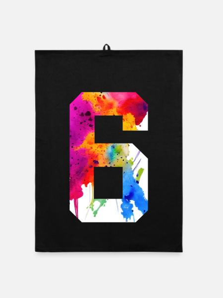 NUMBER 6 YEARS OLD 6TH BIRTHDAY - Organic dish towel - black - Front