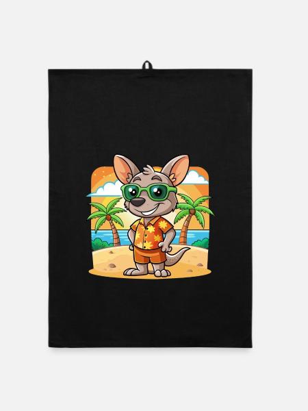 Känguru Lustige Cartoon Sommer Strand Sonnenbrille - Organic Geschirrtuch - Schwarz - Vorne