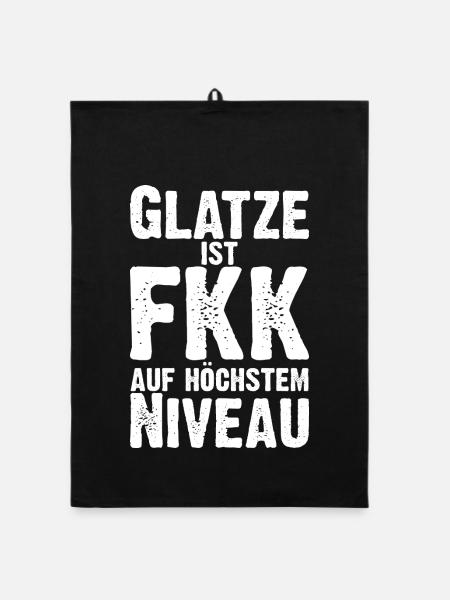 eine Glatze ist FKK auf höchstem Niveau - Organic Geschirrtuch - Schwarz - Vorne