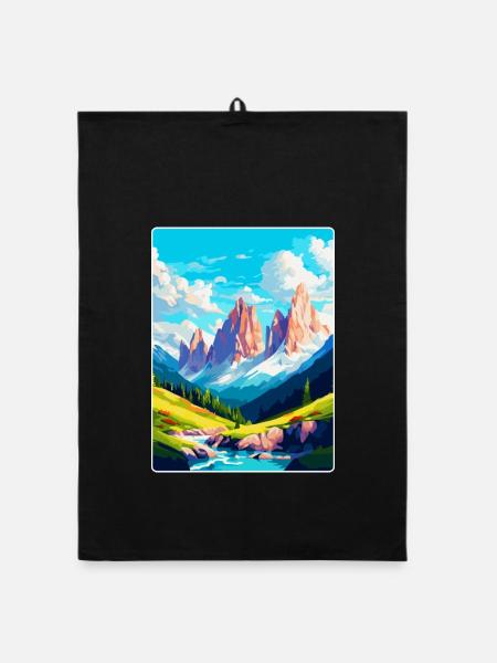 Dolomites Italy Vintage Travel Poster Souvenir WPA - Organic dish towel - black - Front