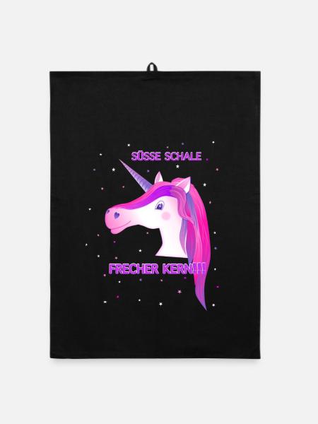 Einhorn freches Einhorn pinkes Einhorn frech Pony - Organic Geschirrtuch - Schwarz