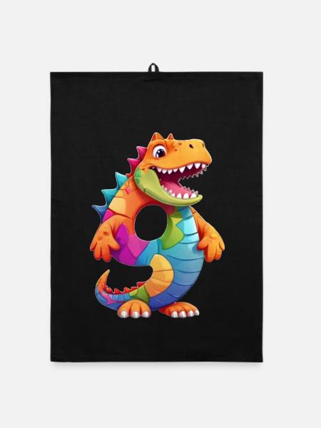 DINO 9 YEARS DINOSAUR NUMBER 9TH BIRTHDAY - Organic dish towel - black - Front