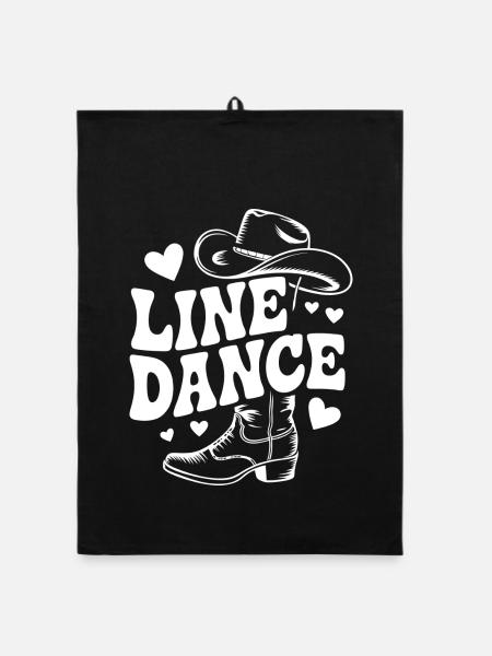 Line Dance mein Hobby - meine Passion - mein Ding - Organic Geschirrtuch - Schwarz - Vorne