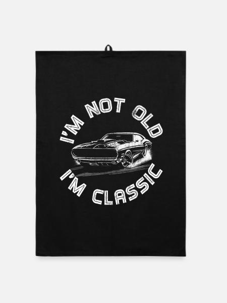 Ich bin nicht alt im Classic Oldtimer Geschenke - Organic Geschirrtuch - Schwarz - Vorne
