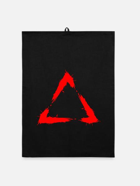 Symbol Dreieck Bürste Design Neu Rot - Organic Geschirrtuch - Schwarz