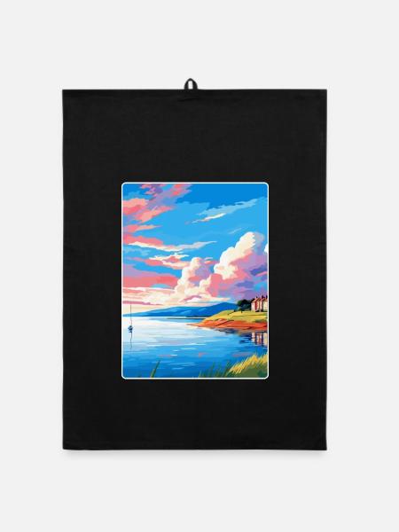 Isle Of Bute Schottland Uk Reise Poster Souvenir - Organic Geschirrtuch - Schwarz - Vorne
