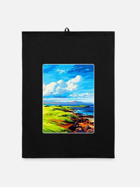 Isle Of Muck Schottland Uk Reise Poster Souvenir - Organic Geschirrtuch - Schwarz - Vorne