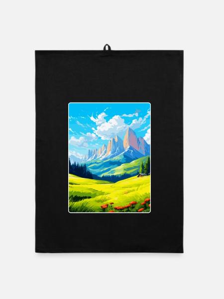 Dolomites Italy Vintage Travel Poster Souvenir WPA - Organic dish towel - black - Front