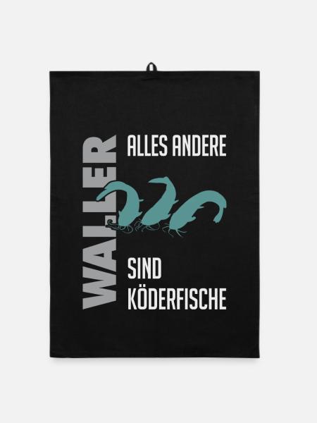 Wels fischen Kampf mit dem starken Wels - Organic Geschirrtuch - Schwarz - Vorne