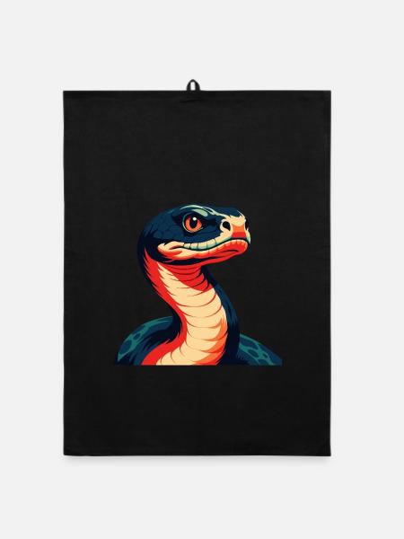 Anaconda Zeichentrickfigur Buntes Haustier Tier - Organic Geschirrtuch - Schwarz - Vorne