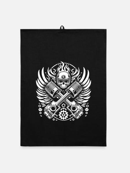 Motorbiker 1 Logo - Organic Geschirrtuch - Schwarz