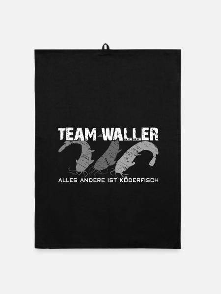 Wels angeln Waller fischen Team Waller - Organic Geschirrtuch - Schwarz - Vorne