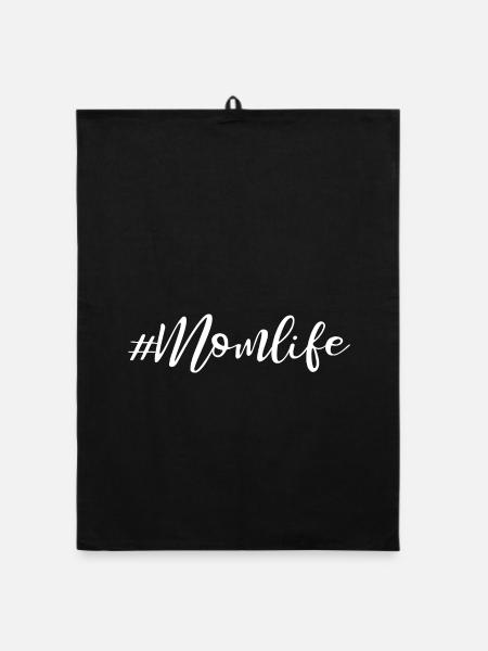 Momlife - Slogan Design - Organic dish towel - black - Front