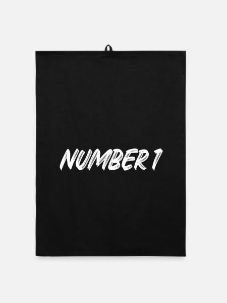 Number 1 - eins - erster - erste - 1 - Nummer 1 - Organic Geschirrtuch - Schwarz - Vorne