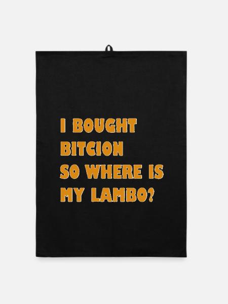 Krypto Meme: Wo ist mein Lambo? - Organic Geschirrtuch - Schwarz - Vorne
