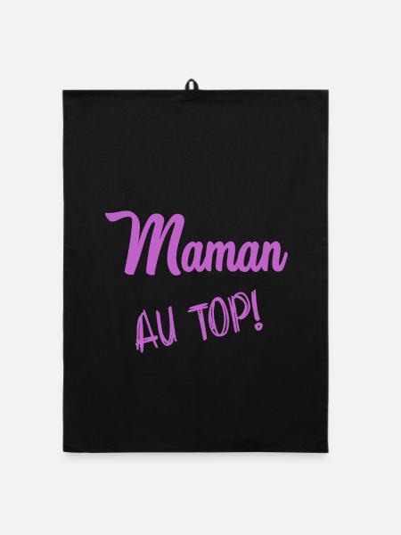 MAMAN. FÊTE DES MÈRES - Torchon bio - noir - Devant