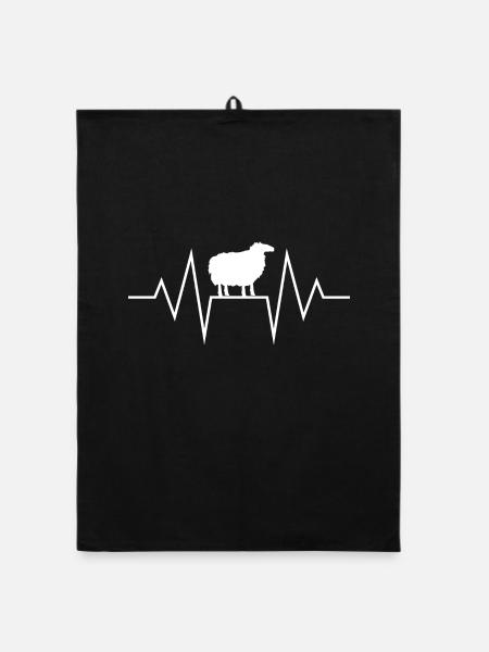 Schaf Heartbeat Schäfchen Lamm Hammel Schäfer - Organic Geschirrtuch - Schwarz