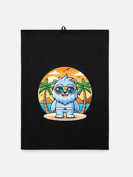 Yeti Lustige Cartoon Sommer Strand Sonnenbrille - Organic Geschirrtuch - Schwarz - Vorne