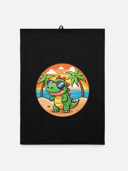 Dinosaurier Lustige Cartoon Sommer Strand Sonnenbrille - Organic Geschirrtuch - Schwarz - Vorne