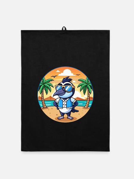 Elster Lustige Cartoon Sommer Strand Sonnenbrille - Organic Geschirrtuch - Schwarz - Vorne