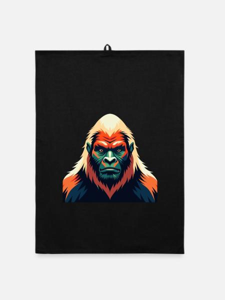 Yeti Zeichentrickfigur Buntes Haustier Tier - Organic Geschirrtuch - Schwarz - Vorne
