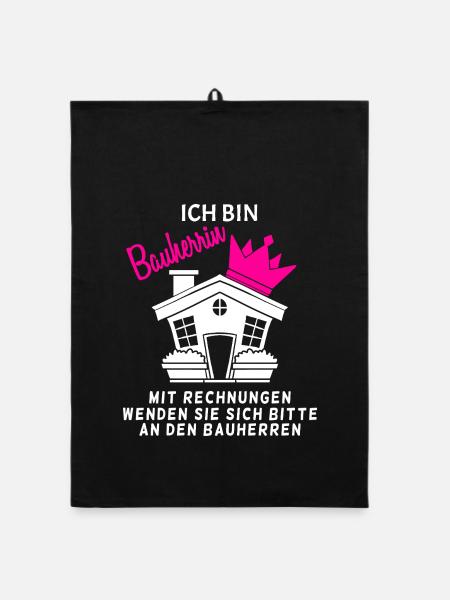 Bauherr Baumeister Hausbau Bauherrin Geschenk - Organic Geschirrtuch - Schwarz - Vorne