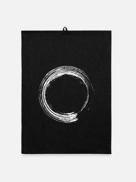 Kreis Design Bürste Symbol weiß - Organic Geschirrtuch - Schwarz - Vorne