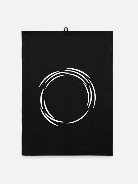 Kreis Design Symbol Weiß Linie Linien - Organic Geschirrtuch - Schwarz - Vorne
