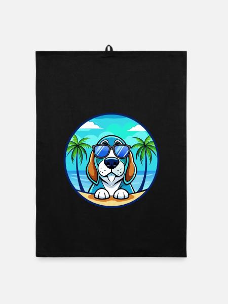 Lunettes de soleil de dessin animé Blue Gascony Basset Dog Breed - Torchon bio - noir - Devant
