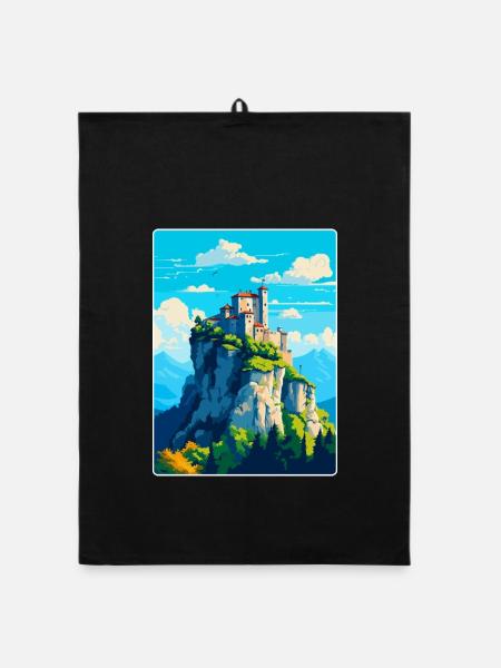 San Marino Vintage Reise Poster Souvenir Souvenir - Organic Geschirrtuch - Schwarz - Vorne