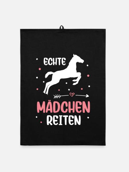 Echte Mädchen Reiten Pferde Mädchen - Organic Geschirrtuch - Schwarz - Vorne