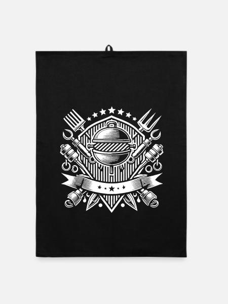 Grill Logo - Organic dish towel - black - Front