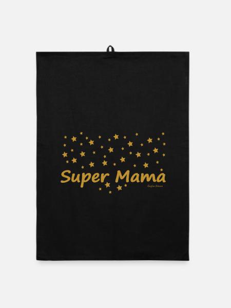 Super Mama - Organic Geschirrtuch - Schwarz - Vorne