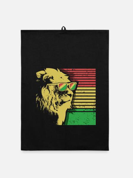 Rasta Lion Löwe Reggae Rastafari Sonnenbrille - Organic Geschirrtuch - Schwarz