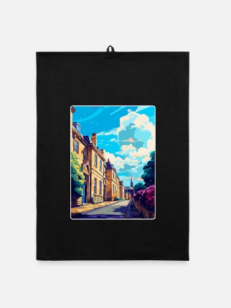 Chipping Norton England Uk Reiseposter Souvenir - Organic Geschirrtuch - Schwarz - Vorne