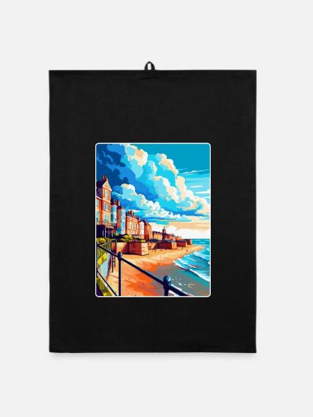 Cromer England Uk Vintage Reiseposter Souvenir - Organic Geschirrtuch - Schwarz - Vorne