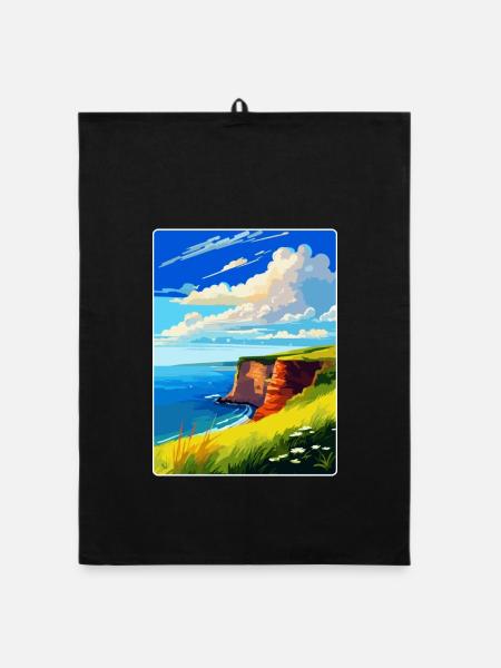Berry Head Devon Vintage Reiseposter Souvenir - Organic Geschirrtuch - Schwarz - Vorne