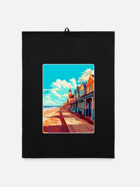 Great Yarmouth, Angleterre, Royaume-Uni, Affiche de voyage, Souvenir - Torchon bio - noir - Devant