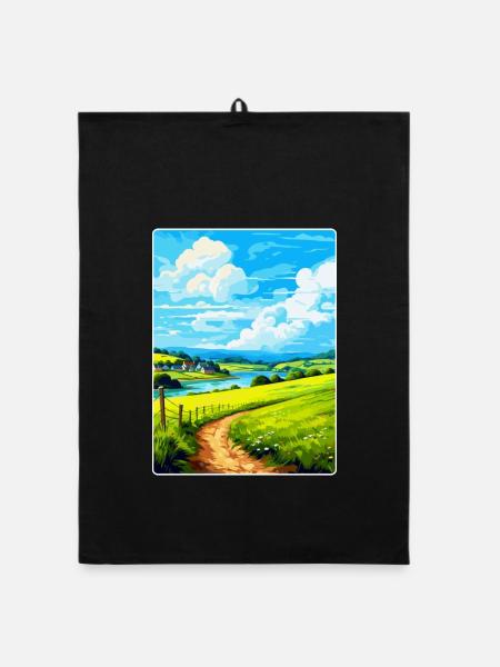 Lerryn Cornwall England Uk Travel Poster Souvenir - Organic dish towel - black - Front