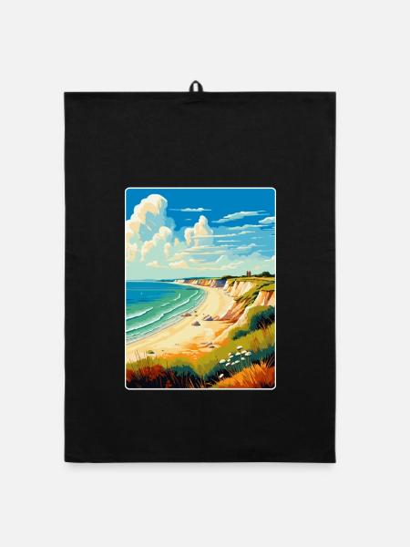 Hengistbury Head England Uk Reise Poster Souvenir - Organic Geschirrtuch - Schwarz - Vorne