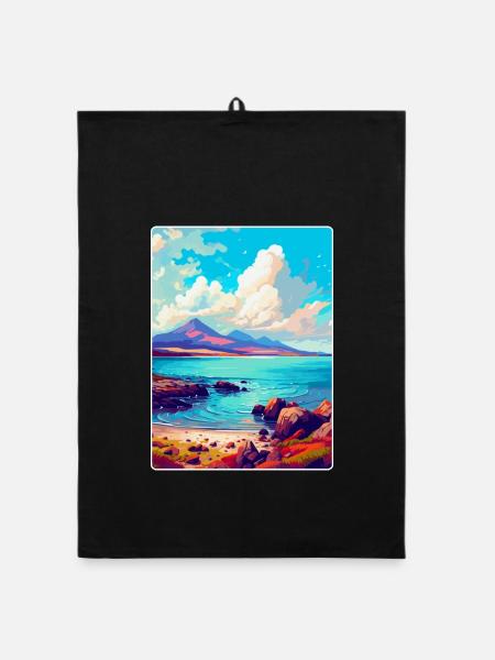 Isle Of Arran Schottland Großbritannien Reise Poster Souvenir - Organic Geschirrtuch - Schwarz - Vorne
