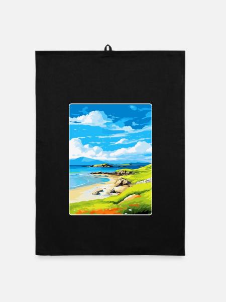 Isle Of Colonsay Schottland Vereinigtes Königreich Reiseposter WPA - Organic Geschirrtuch - Schwarz - Vorne