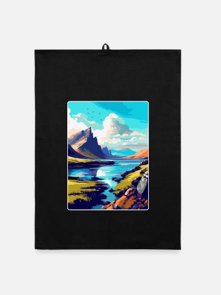 Isle Of Skye Schottland Uk Reise Poster Souvenir - Organic Geschirrtuch - Schwarz - Vorne