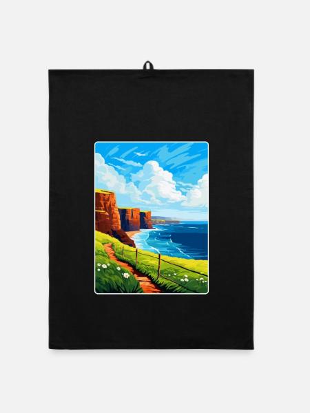Isle Of Hoy Schottland UK Vintage Reiseposter WPA - Organic Geschirrtuch - Schwarz - Vorne