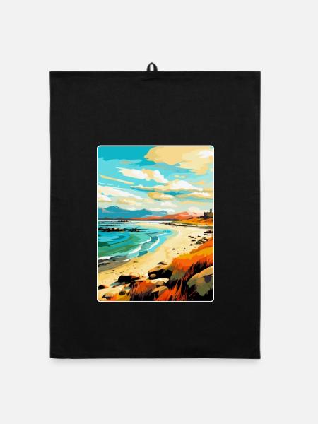 Isle Of Harris Schottland Vereinigtes Königreich Vintage Reiseposter - Organic Geschirrtuch - Schwarz - Vorne