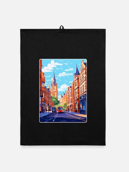 Oxford Street England Uk Vintage Travel Poster WPA - Organic dish towel - black - Front