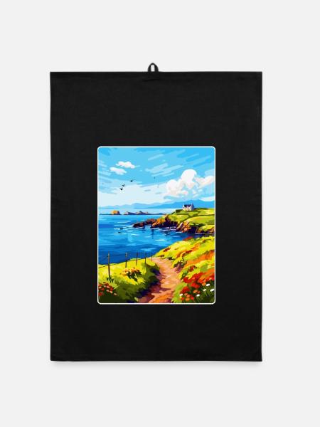 Isle Of Seil Schottland UK Vintage Reiseposter WPA - Organic Geschirrtuch - Schwarz - Vorne