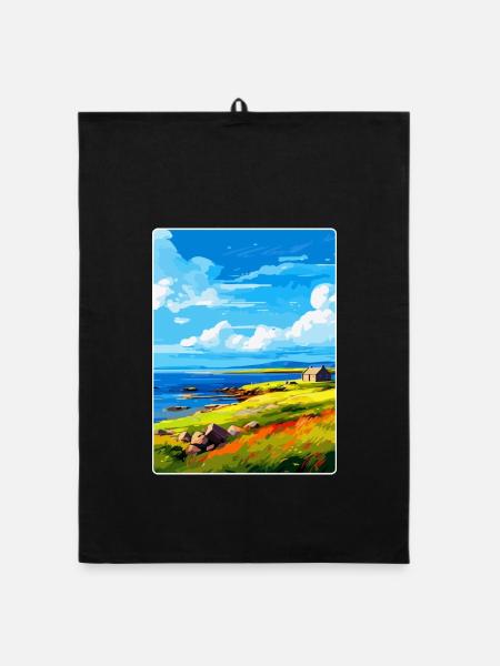 Isle Of Shapinsay Schottland Vereinigtes Königreich Reiseplakat WPA - Organic Geschirrtuch - Schwarz - Vorne