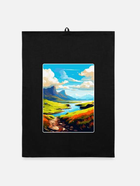 Isle Of Skye Schottland UK Vintage Reiseposter WPA - Organic Geschirrtuch - Schwarz - Vorne